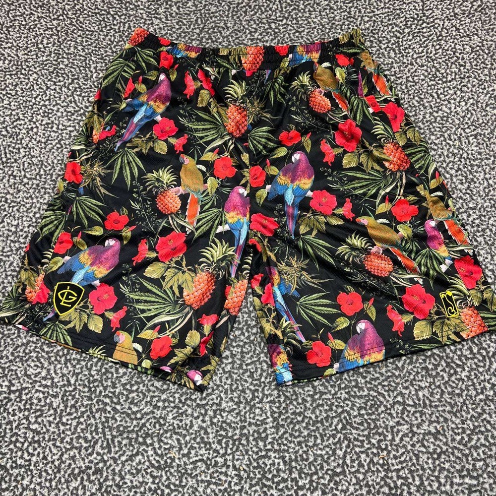 Greg‎ Lutzka Athletic Shorts Men XXL 36 Mesh Hawaiian Floral Grassroots